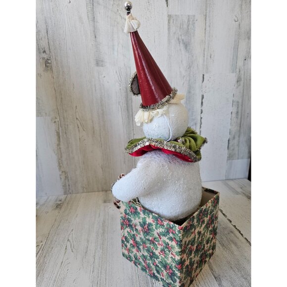 Bethany Lowe Snowman Jack in the box RARE vintage candy cane jester Xmas vintage